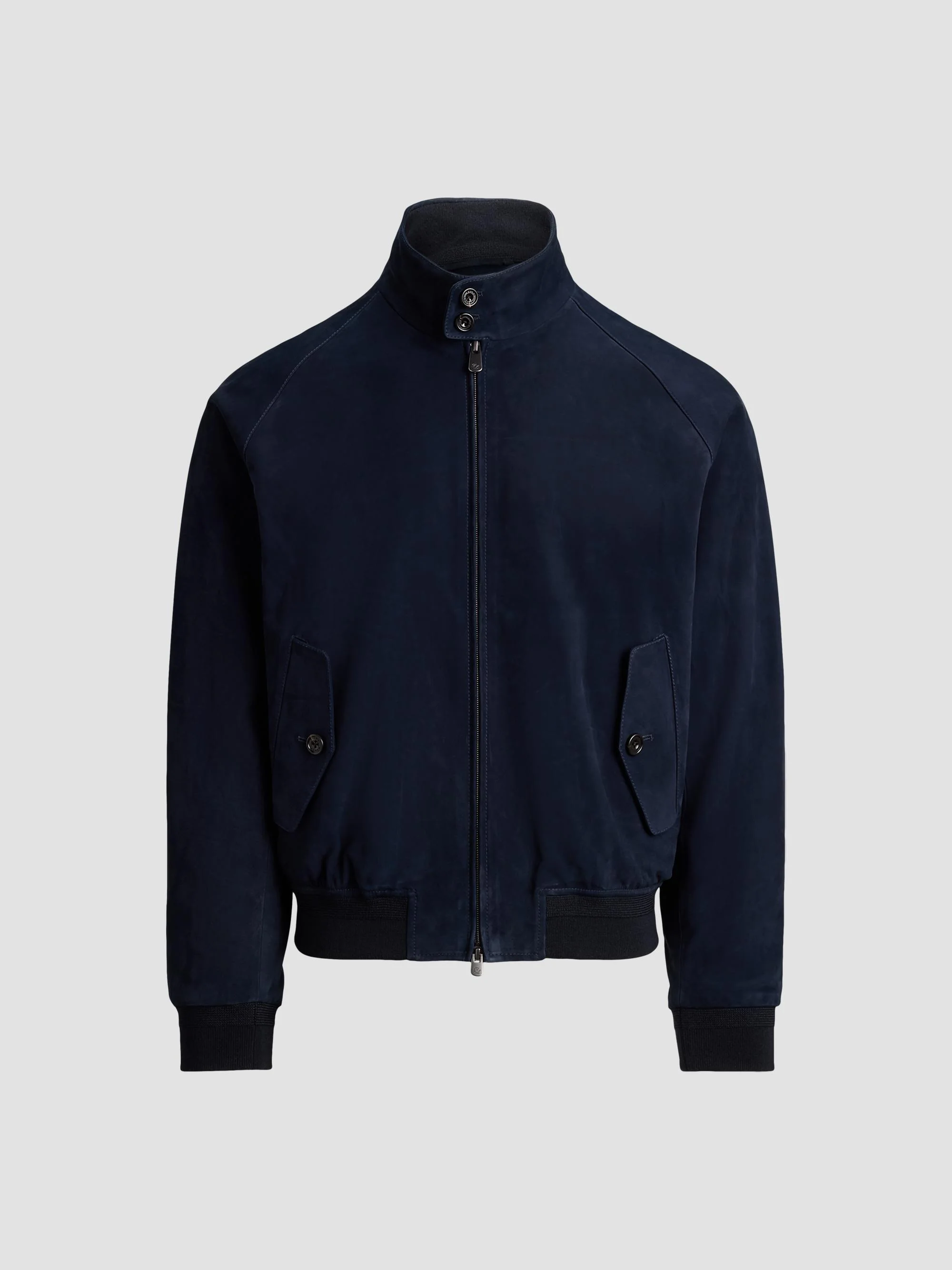 Men's Suede Bomber Jacket - Racing Navy - 1