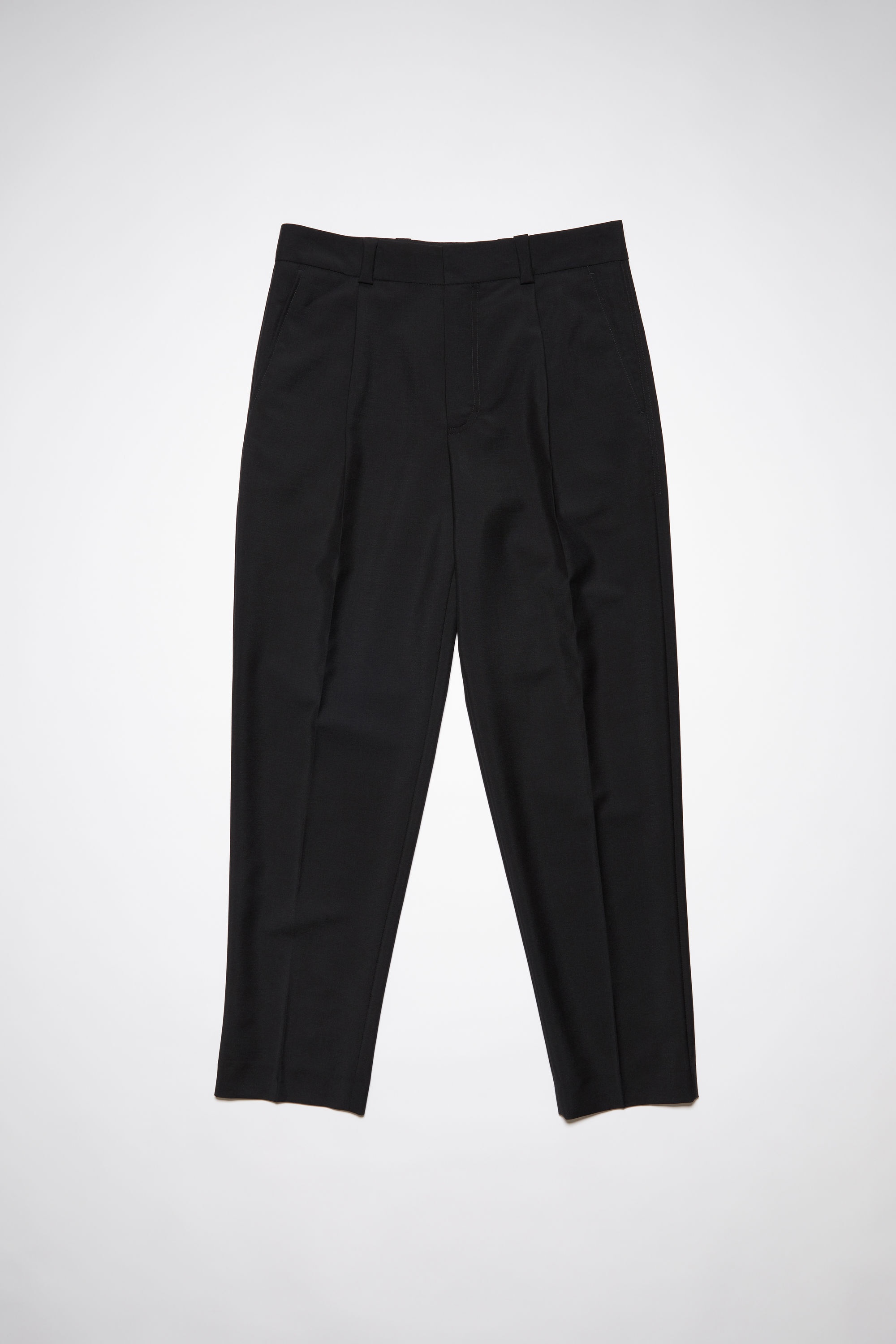 Wool-blend tailored trousers - Black - 1