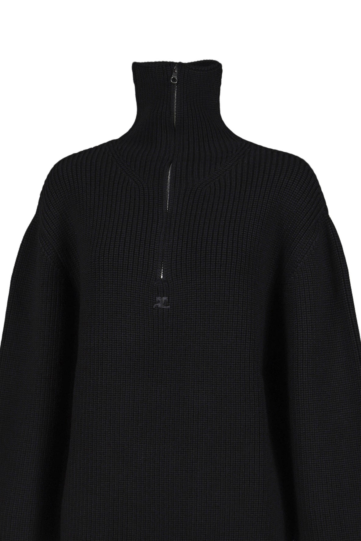 RIBBED WOOL TRUCKER SWEATER / BLK - 8