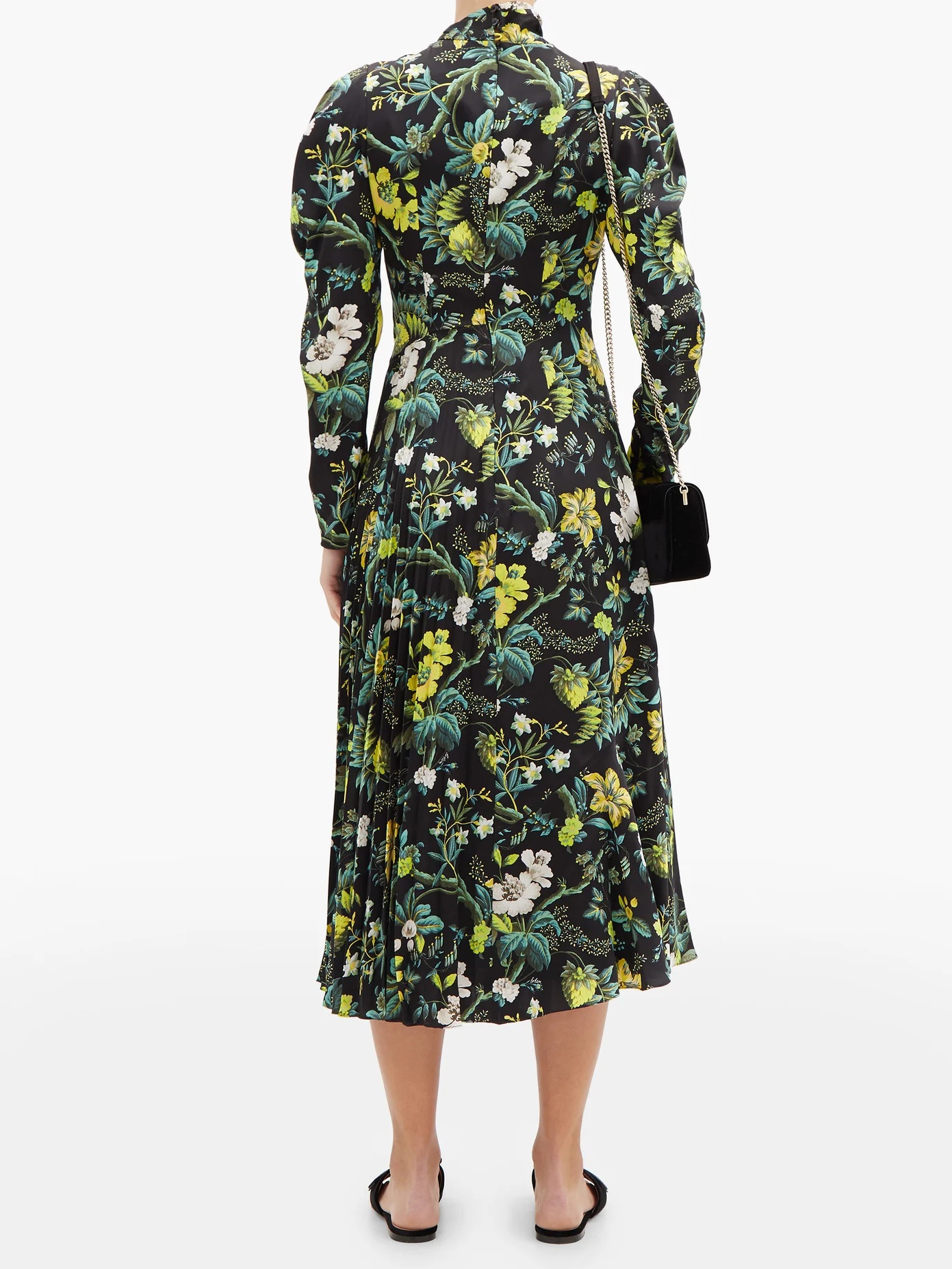 Irwin pleated floral-print silk-satin midi dress - 5