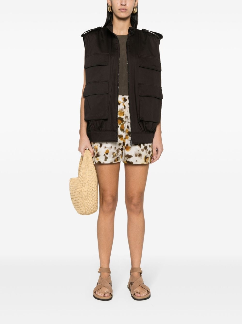 embroidered-logo twill gilet - 2