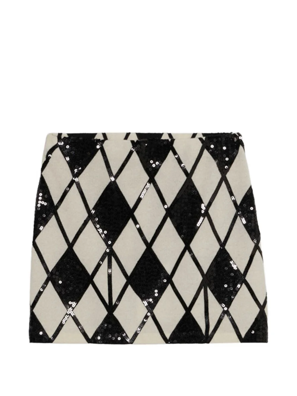 sequin-embellished diamond-knit mini skirt - 1