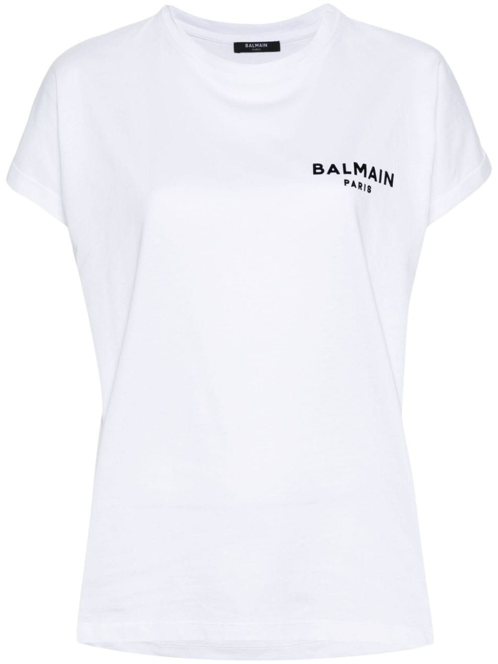 flocked-logo cotton T-shirt - 1