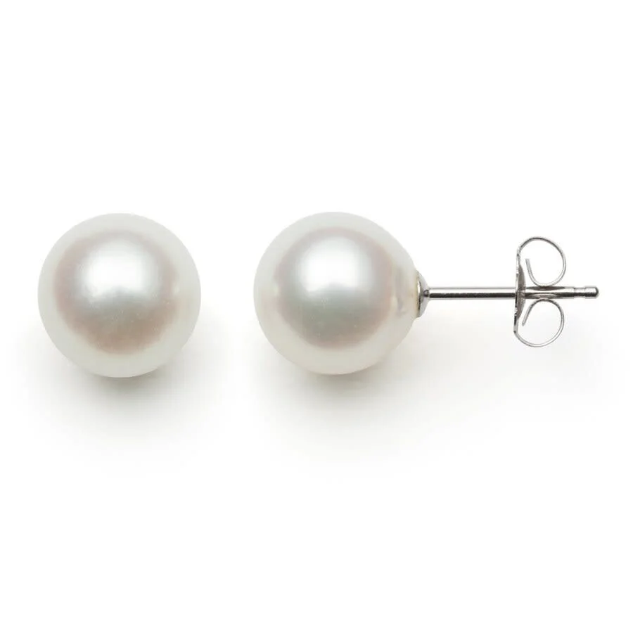 Belacqua AAA Japanese Akoya 6-6.5mm Round Pearl Stud Earrings in 14K White Gold Jewelry for Women - 1