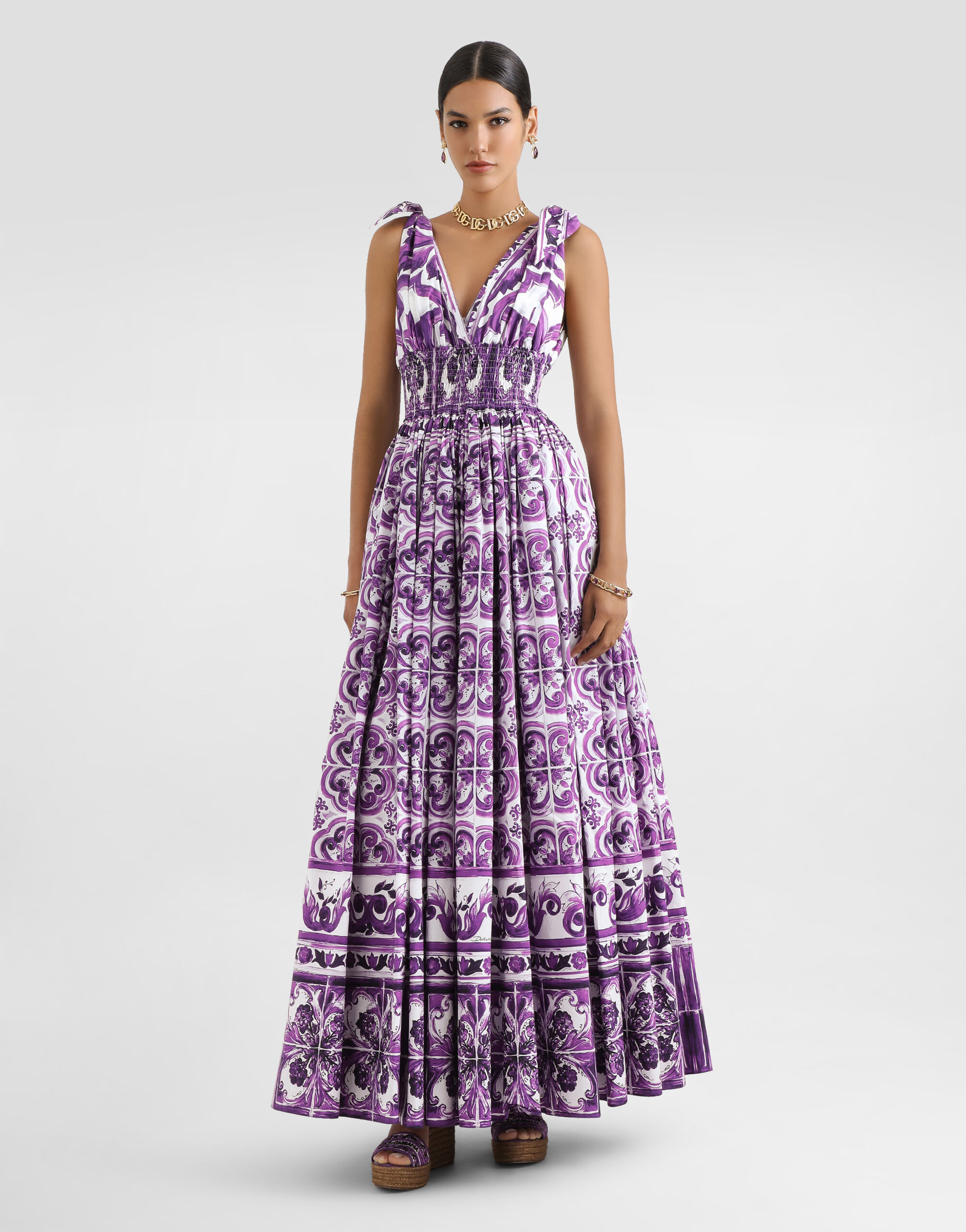 Majolica-print poplin dress - 2