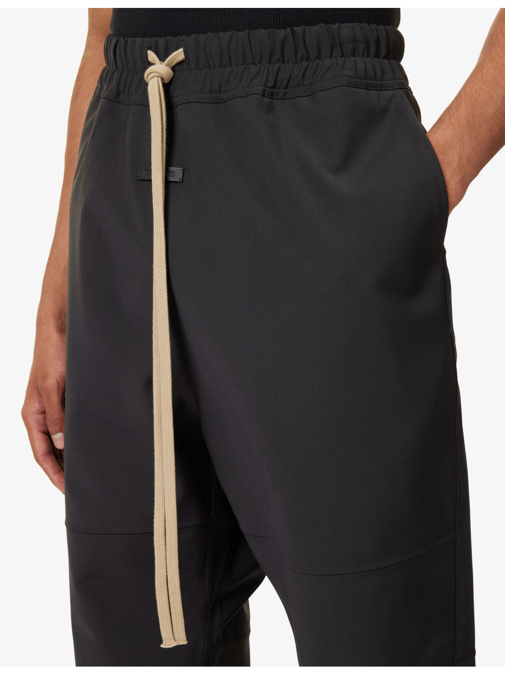 Split Knee Drawstring Woven Trousers - 5