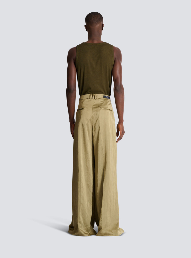 Satin-finish trousers with wide knife pleats 4
