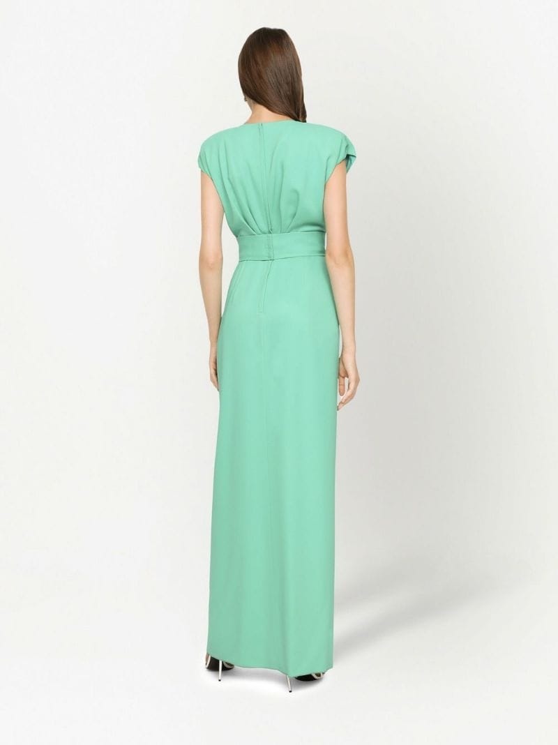 pleated cap-sleeve gown - 4