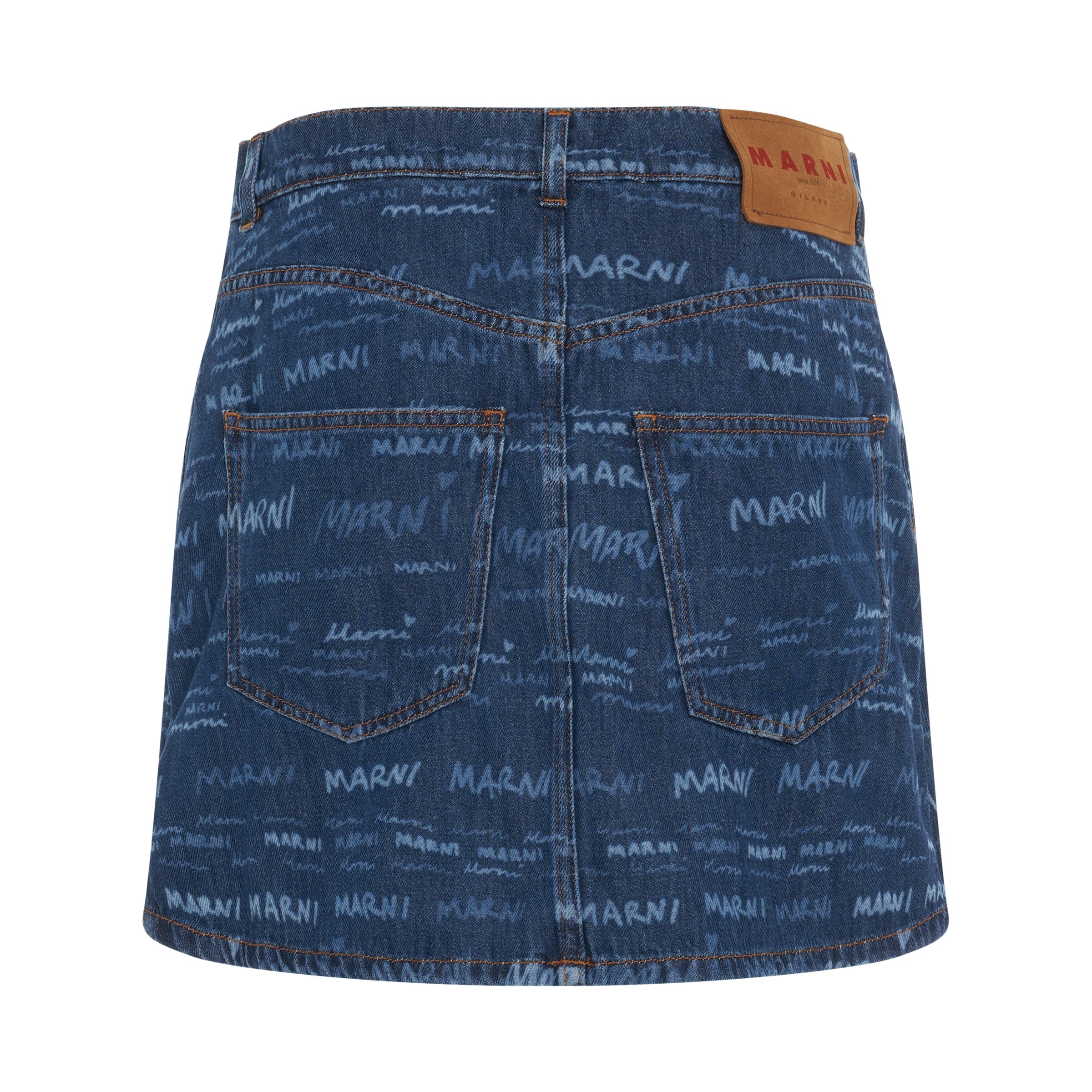 All Over Logo Skirt in Iris Blue - 4