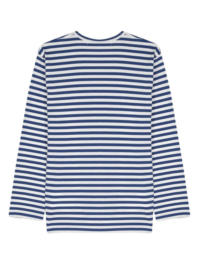 Comme des Garçons PLAY heart-patch striped cotton T-shirt outlook