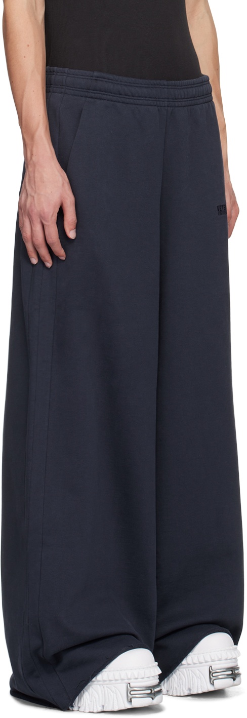 Navy Embroidered-Logo Sweatpants - 2