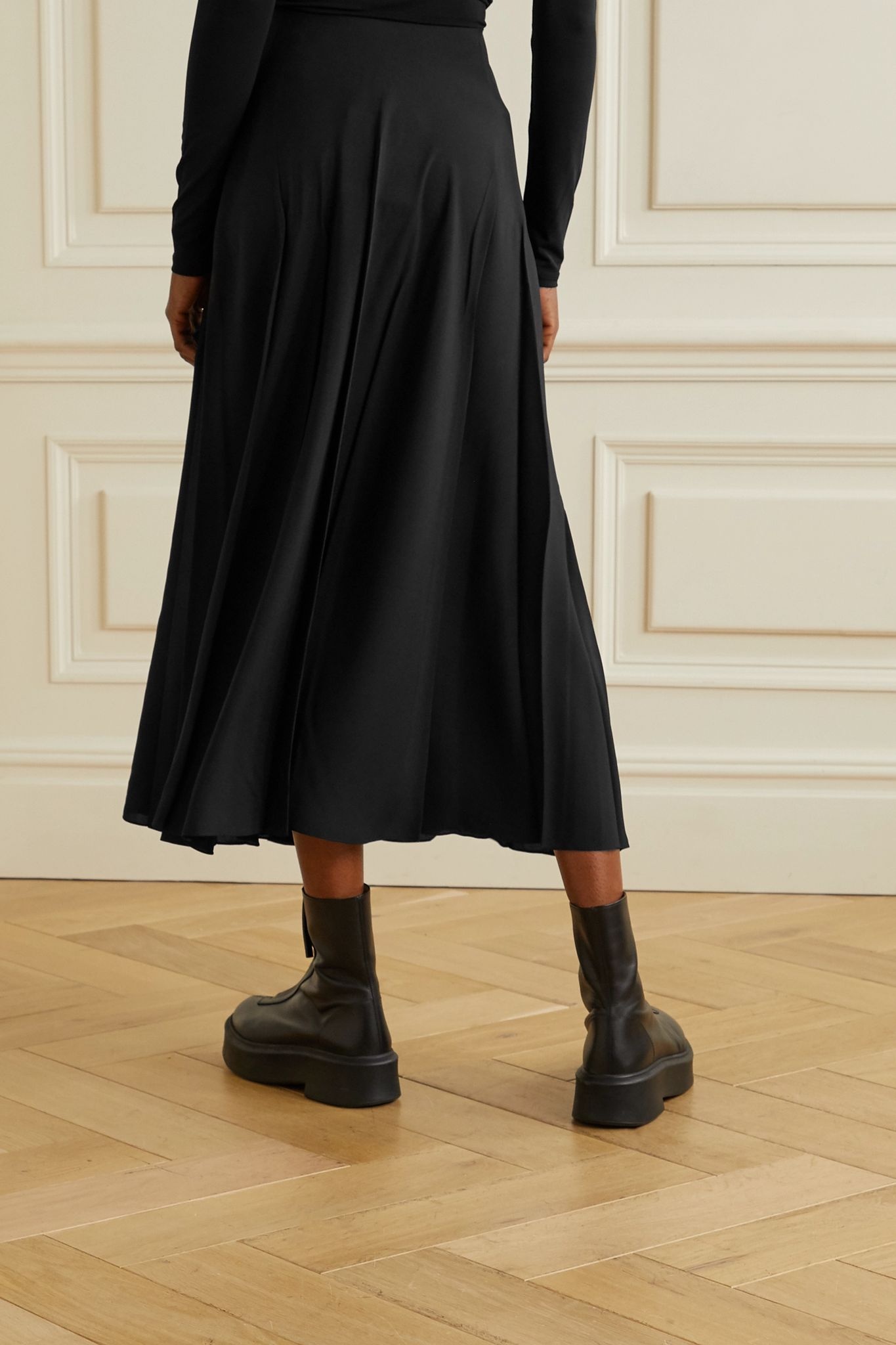 Travi pleated twill midi skirt - 3