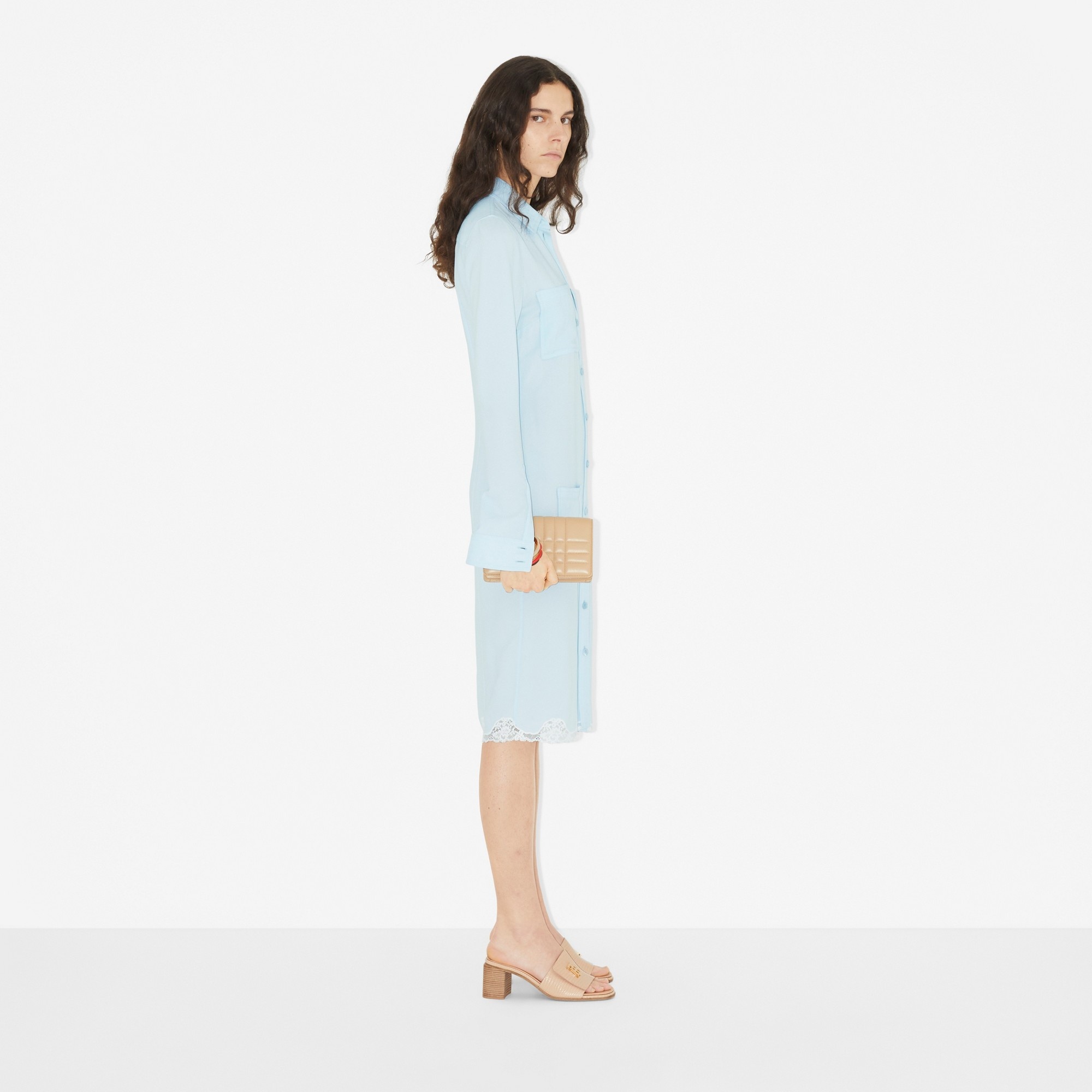 Lace Trim Viscose Shirt Dress - 3