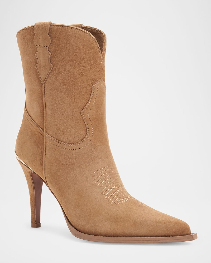 PARTLOW Katie Suede Western Stiletto Booties outlook