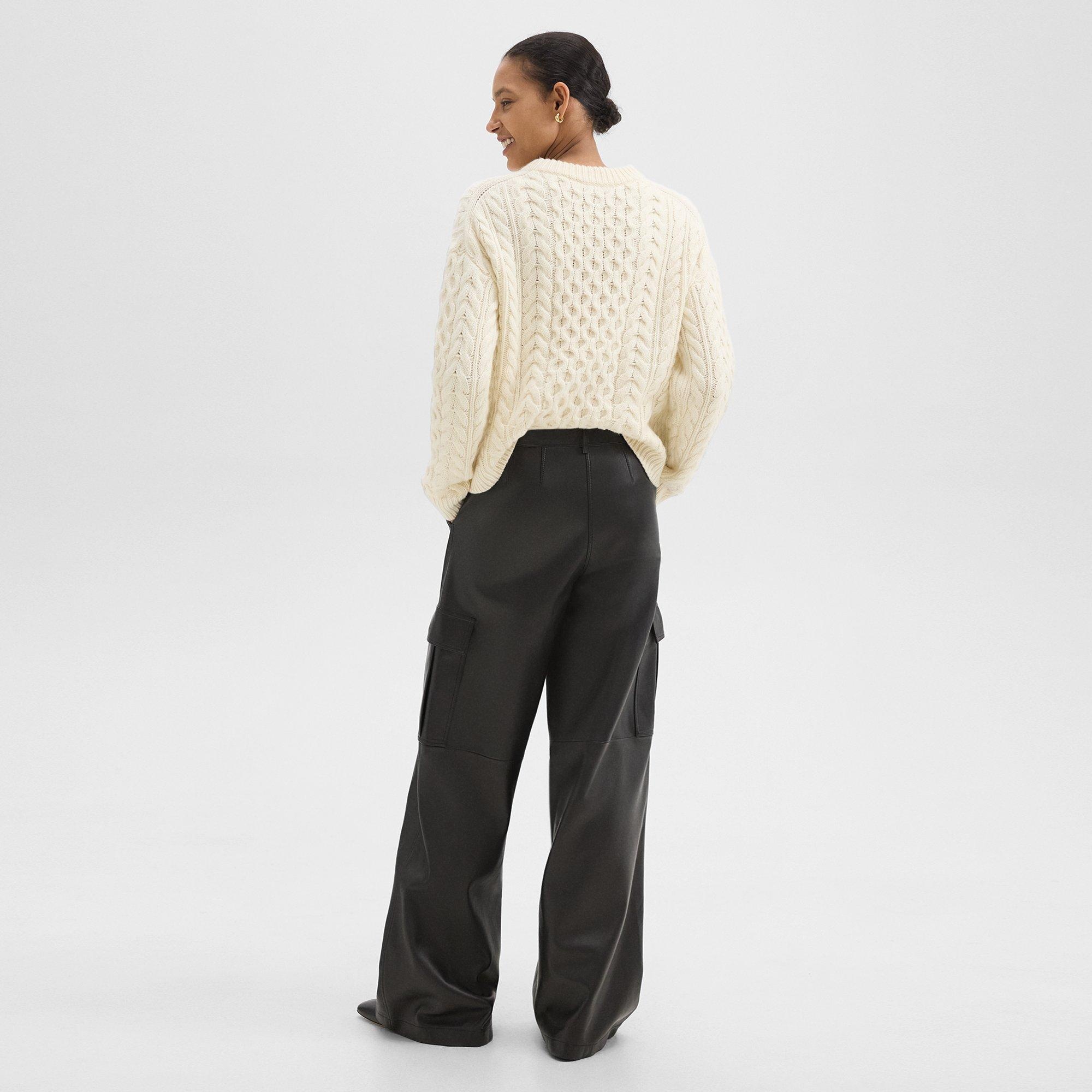 Wide-Leg Cargo Pant in Leather - 4