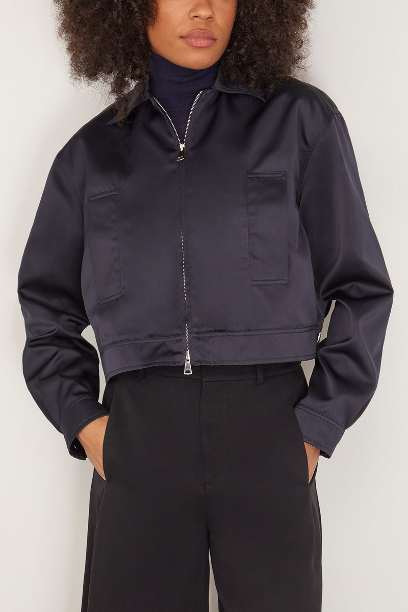 Duchesse Satin Jacket in Blue/Black 3