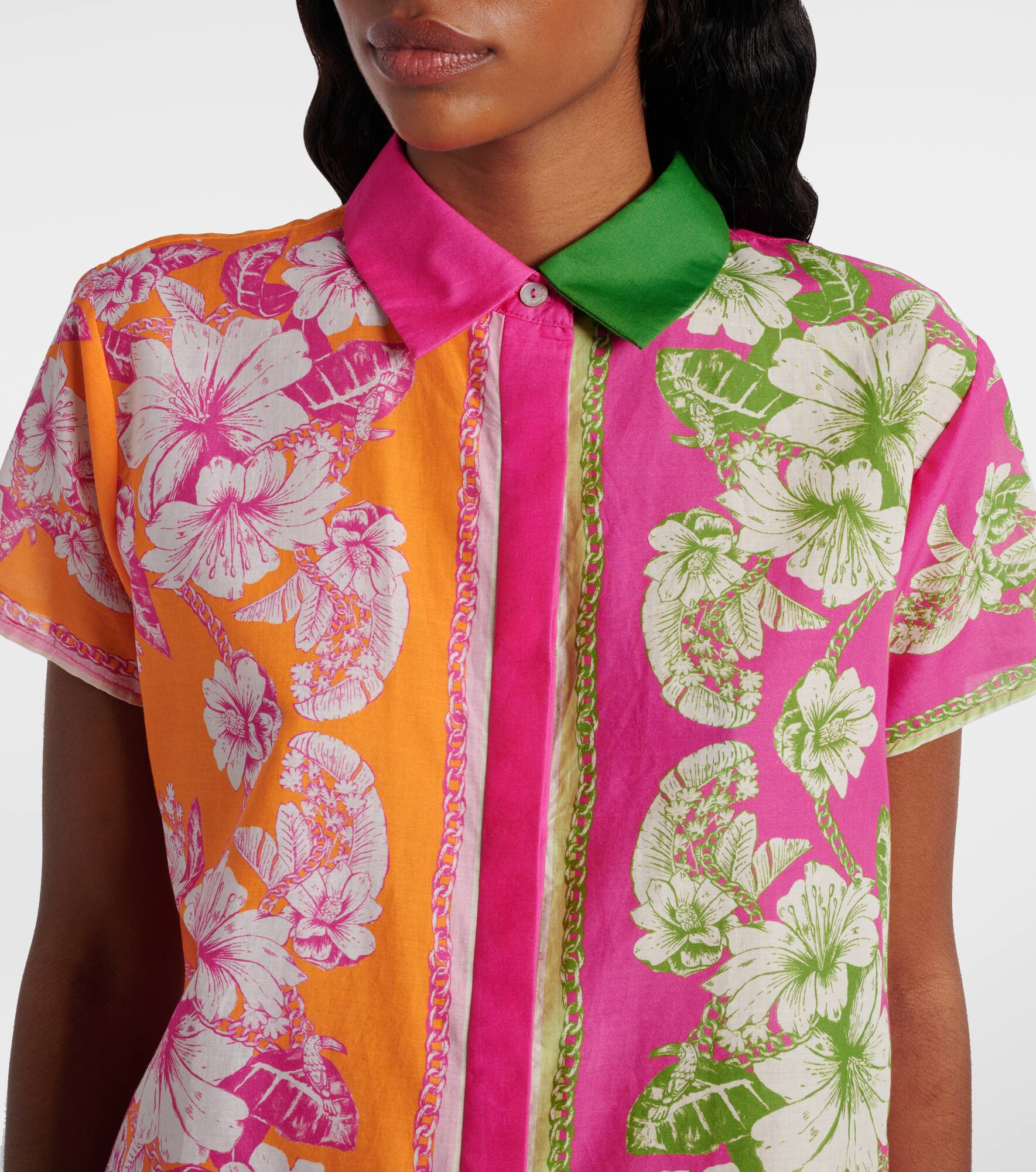 Mixed Scarves Floral Elegance cotton shirt - 4