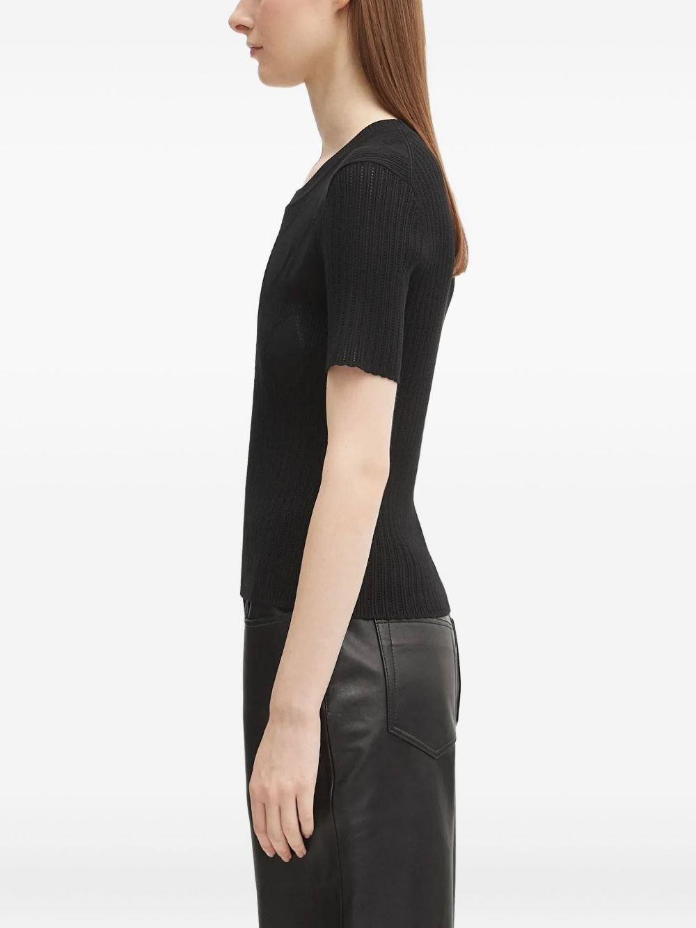 ribbed-knit diamond-pattern top - 3