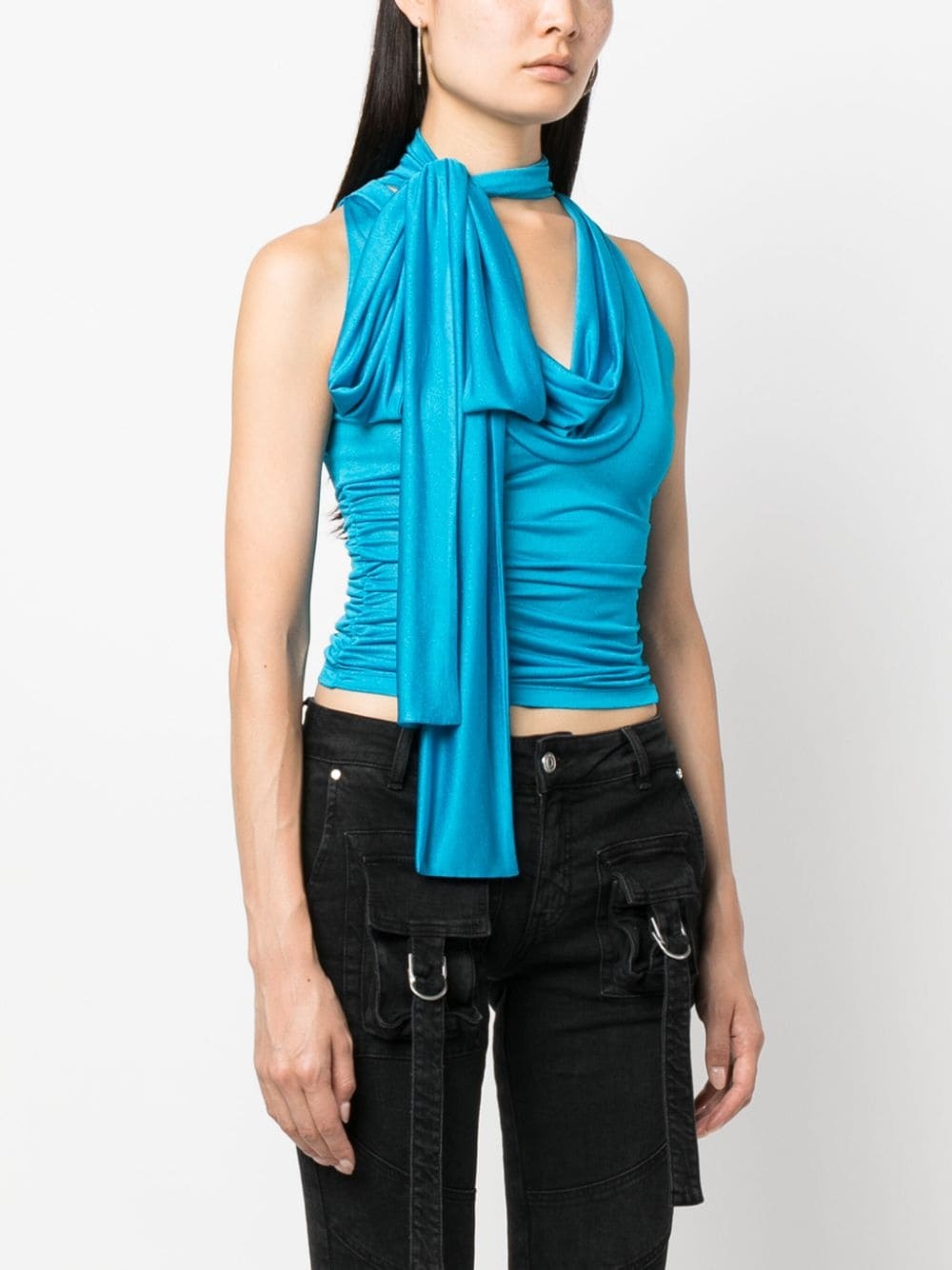 scarf-detail sleeveless tank top - 3