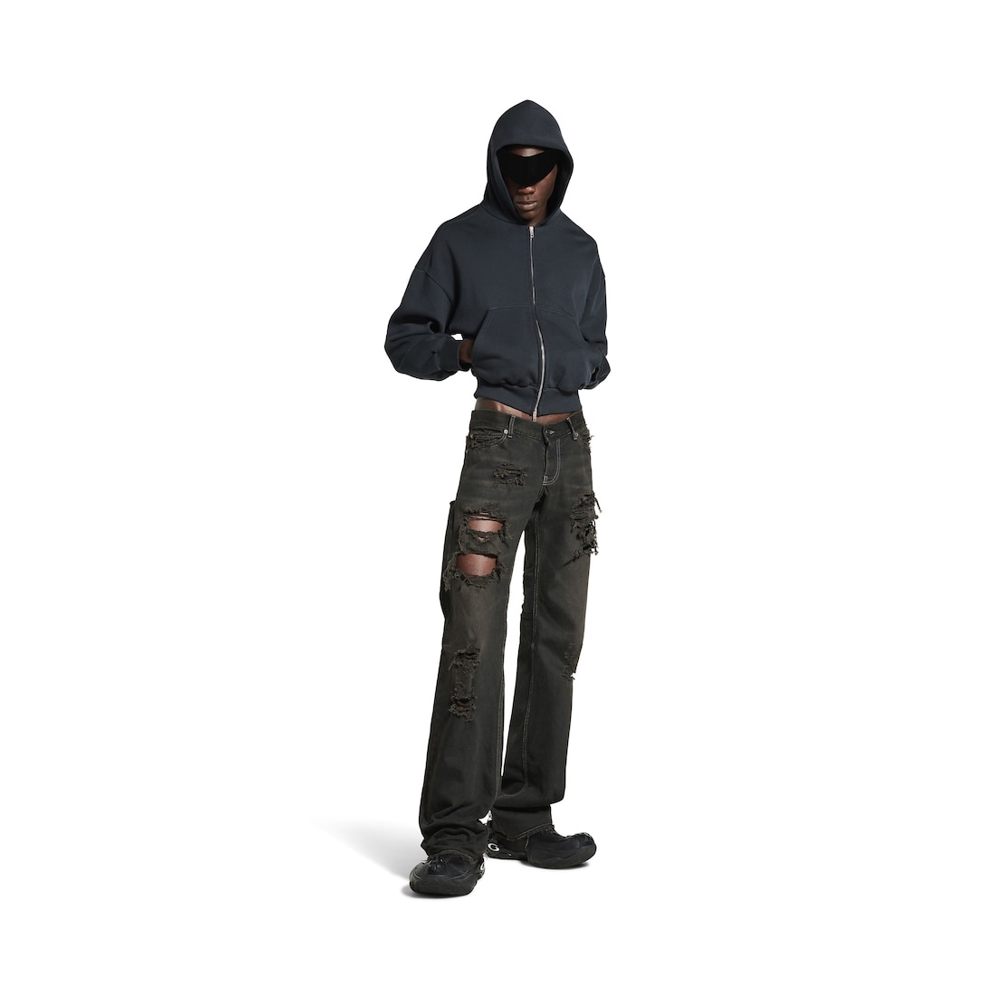 Fitted Low-waist Pants in Anthracite - 2