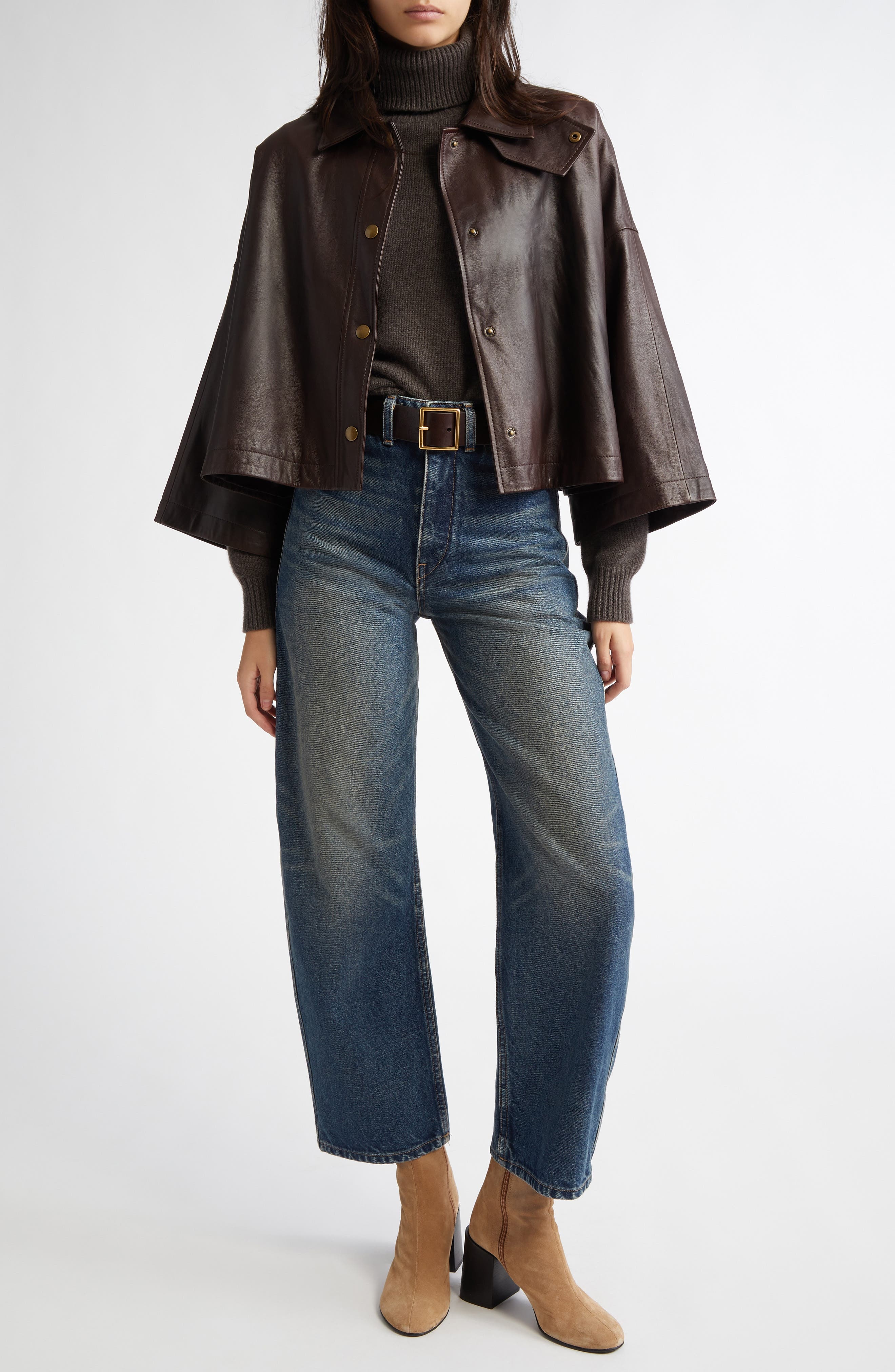 Nili Lotan Hollyn Cashmere Turtleneck Sweater in Dark Umber Melange at Nordstrom - 2