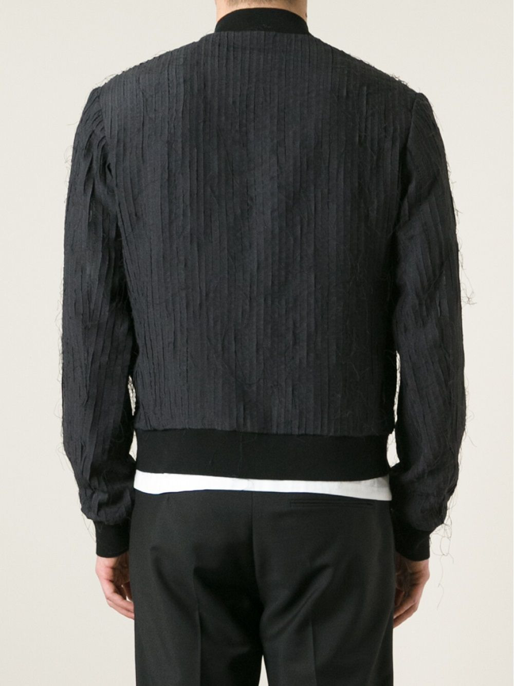striped panel bomber jacket - 4