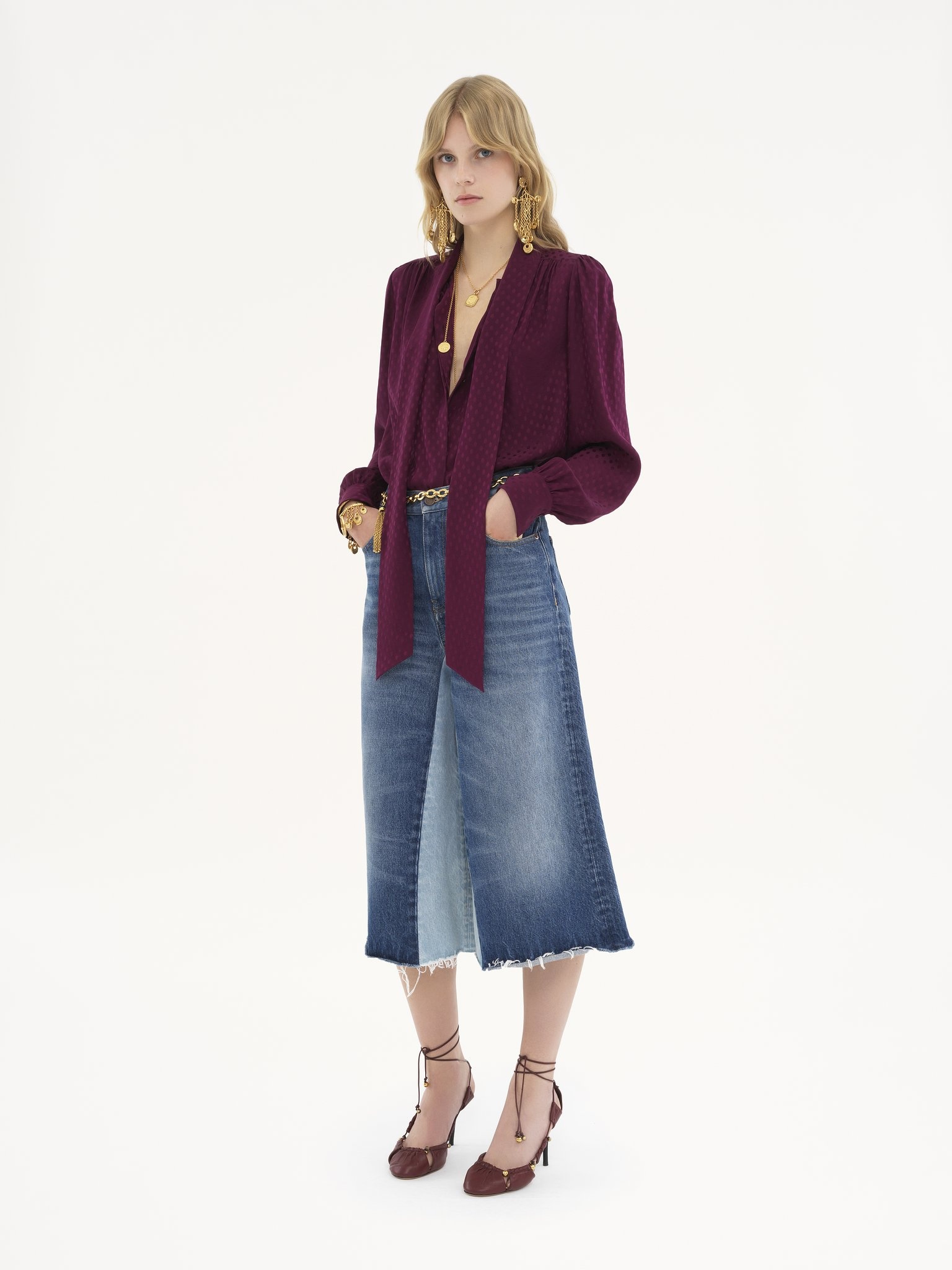 LAVALLIÈRE BLOUSE IN SILK JACQUARD - 3