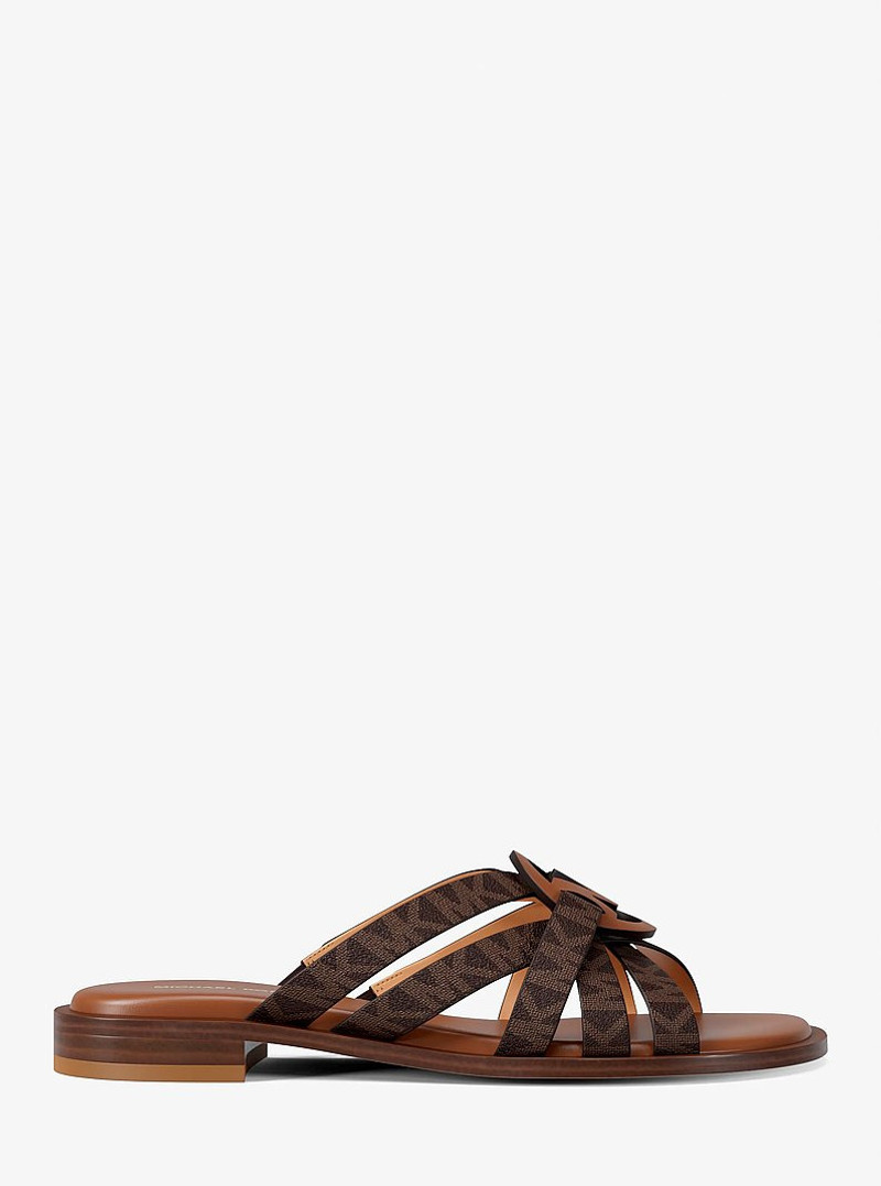 MICHAEL KORS Erika Signature Logo and Leather Sandal outlook