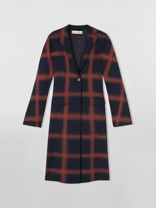 VIRGIN WOOL COAT WITH HAND-SPRAYED CHECK DESIGN - 1