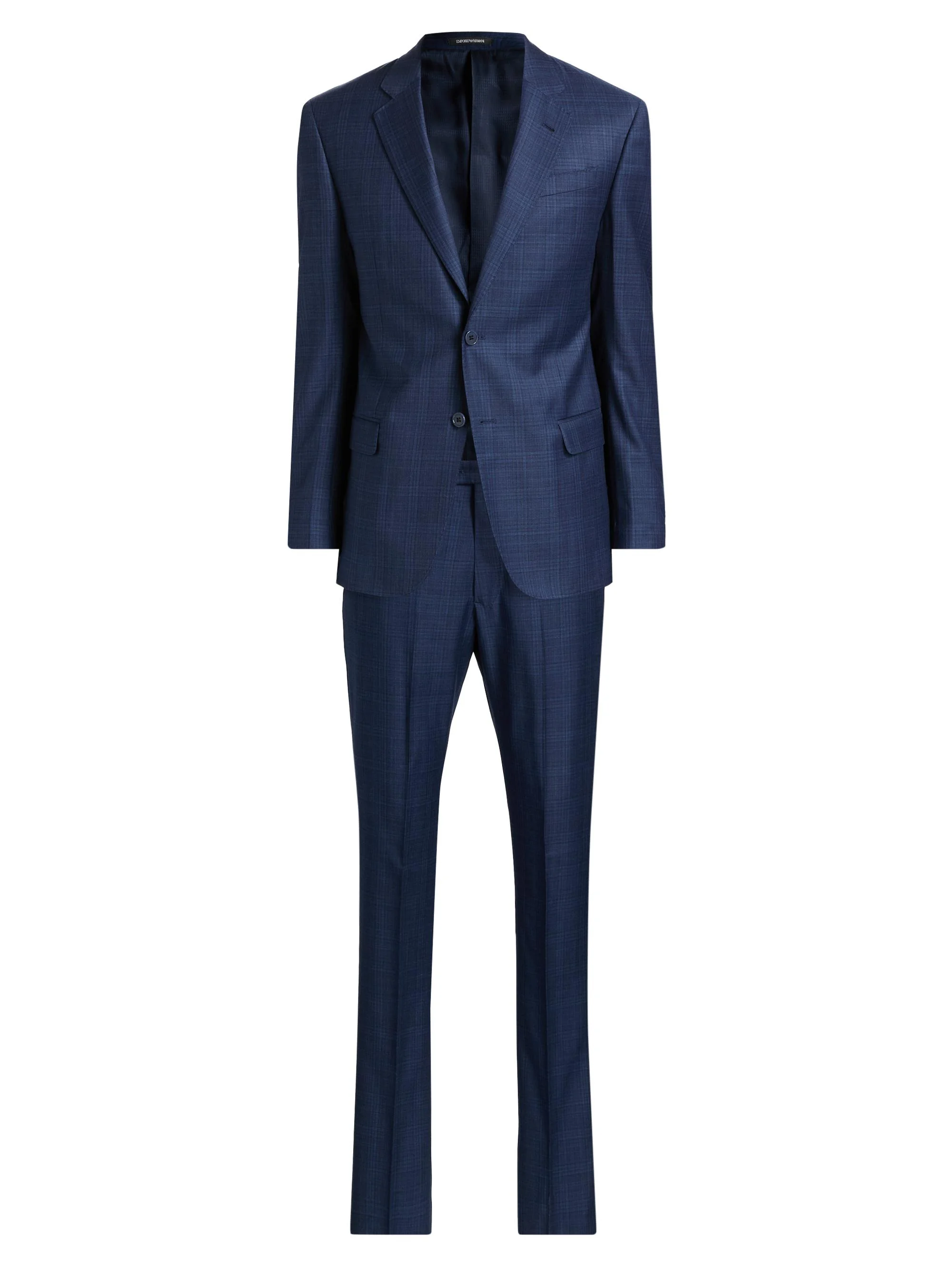 Men's Windowpane Plaid Single-Breasted Wool Suit - High Blue - 1
