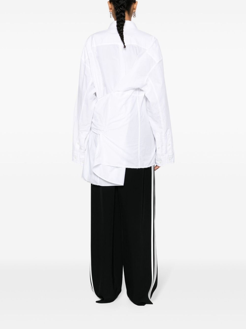 knotted-sleeve cotton shirt - 4