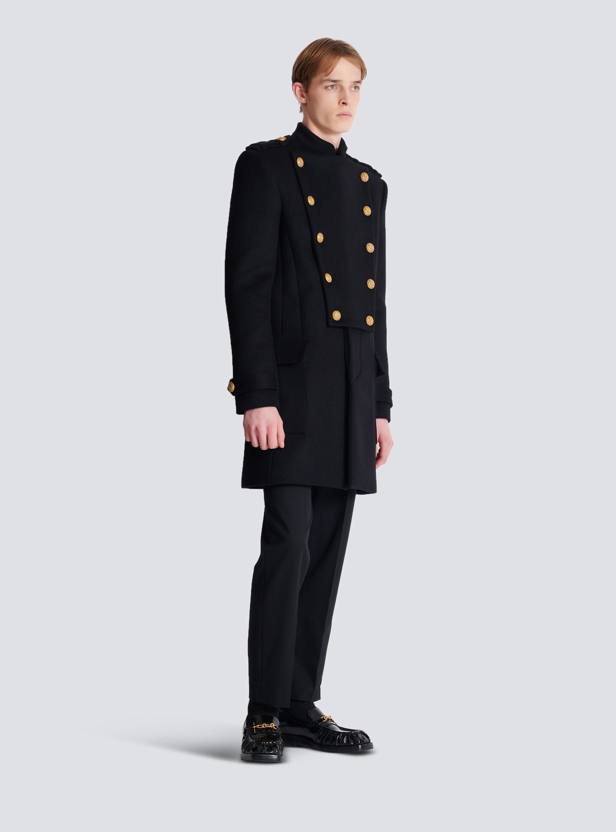 Wool and cashmere coat with detachable bib front - 3