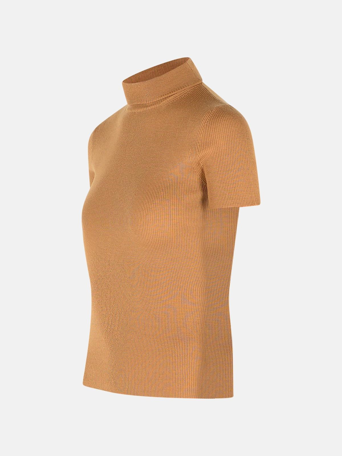 'AFA 1234' CAMEL WOOL YARN TURTLENECK SWEATER - 2