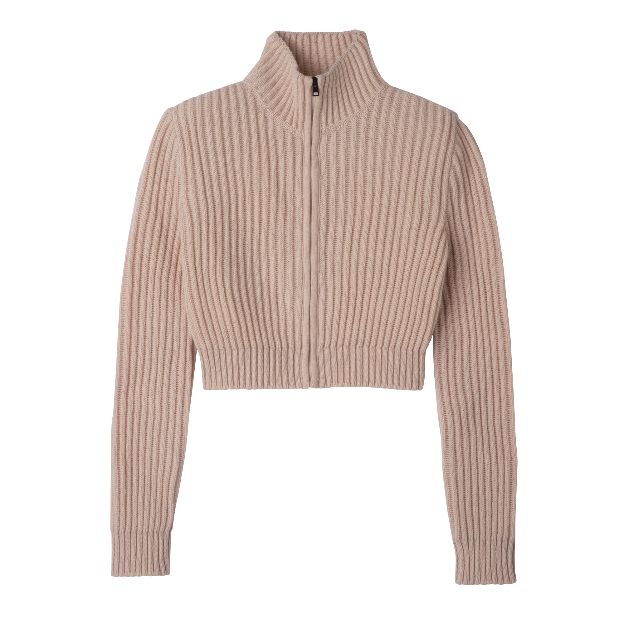 Zip collar short cardigan Nude - Knit - 1