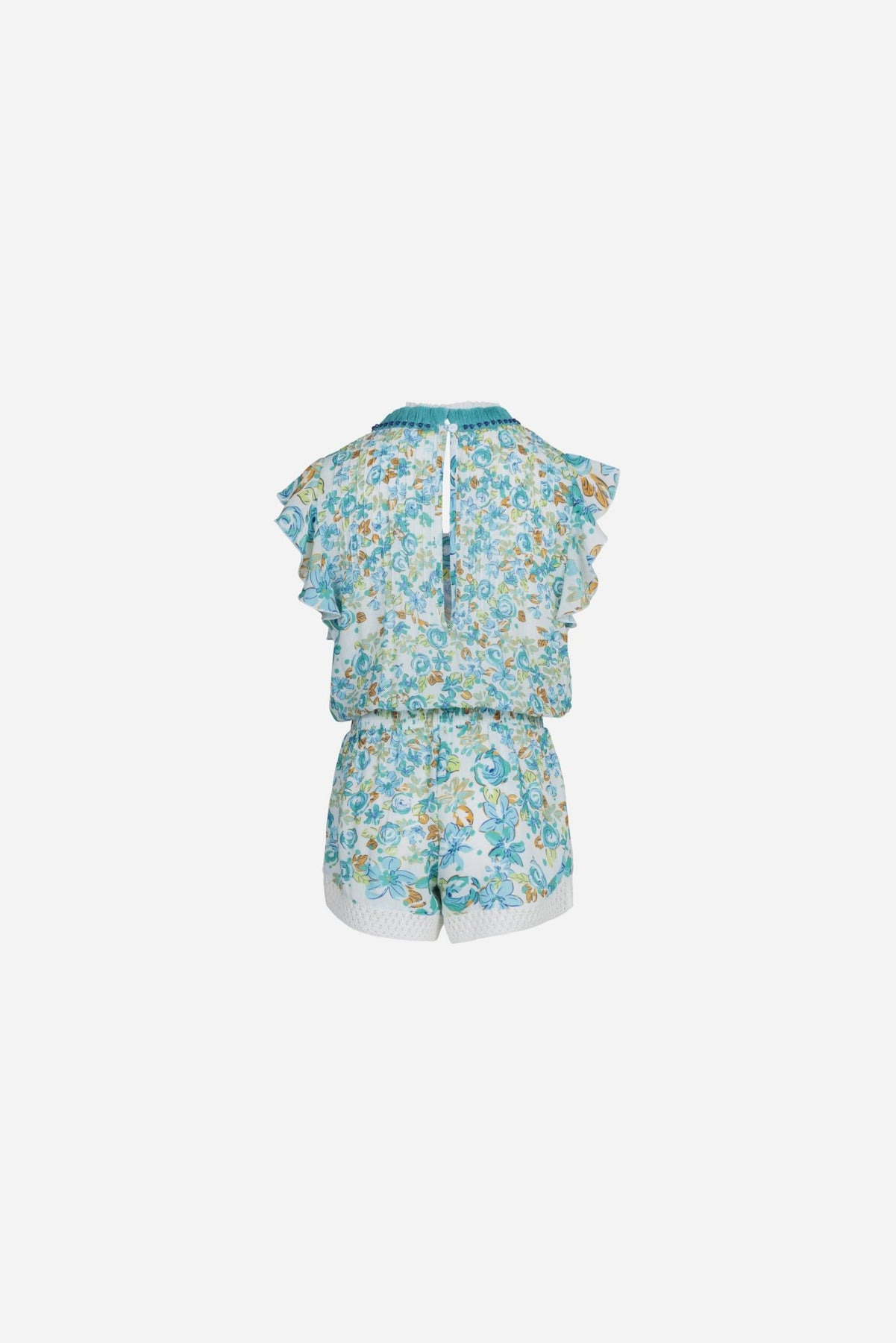 Short Jumpsuit Sasha for girls - Mint Garden Rose - 2
