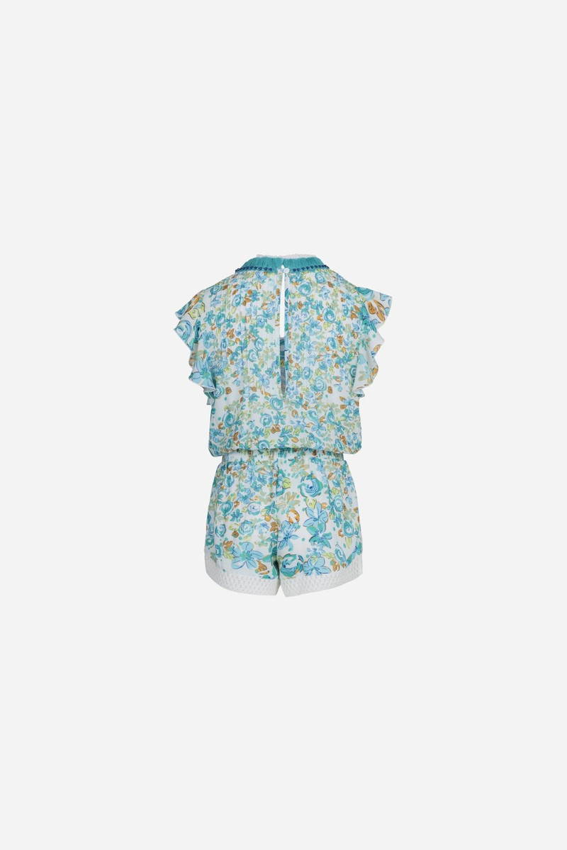 Poupette St Barth Short Jumpsuit Sasha for girls - Mint Garden Rose outlook