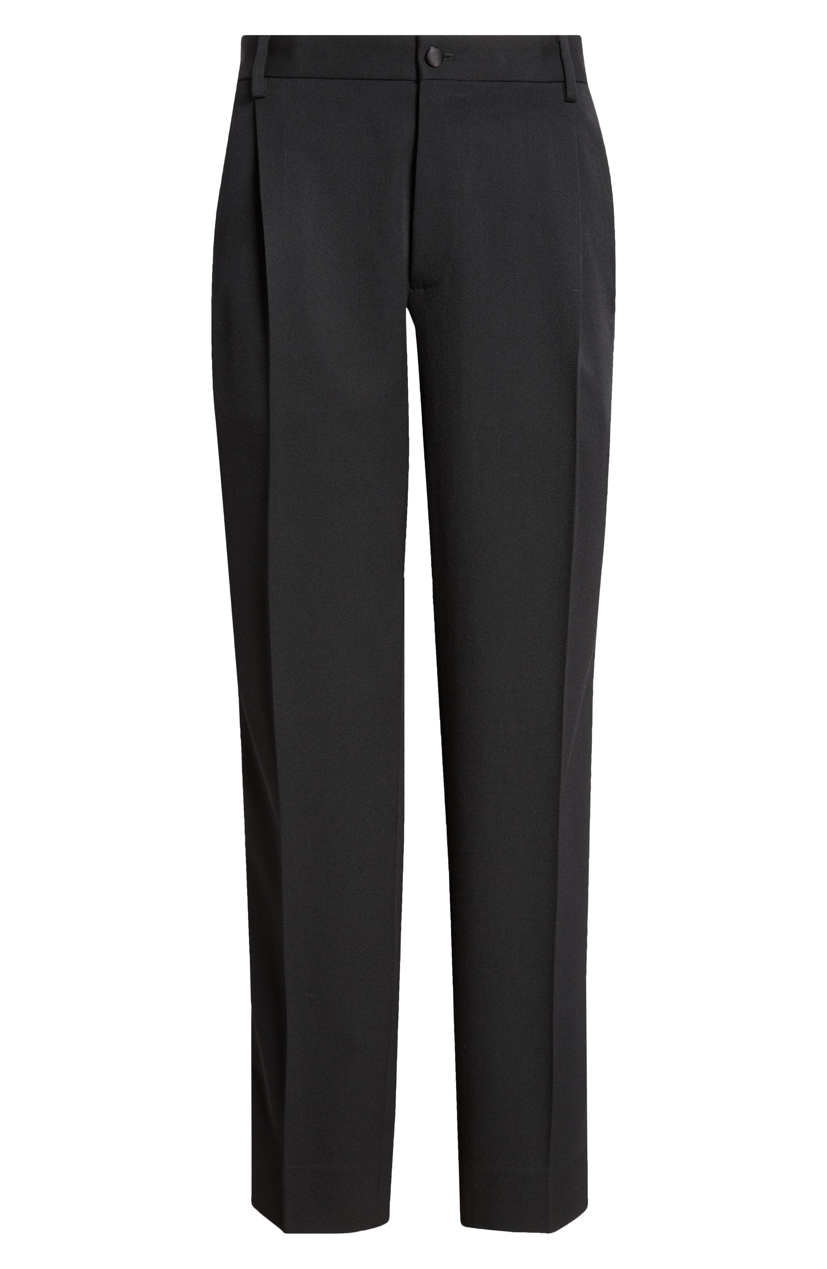 Dolce&Gabbana Classic Wool Blend Gabardine Tuxedo Pants in N0000 Nero at Nordstrom - 6