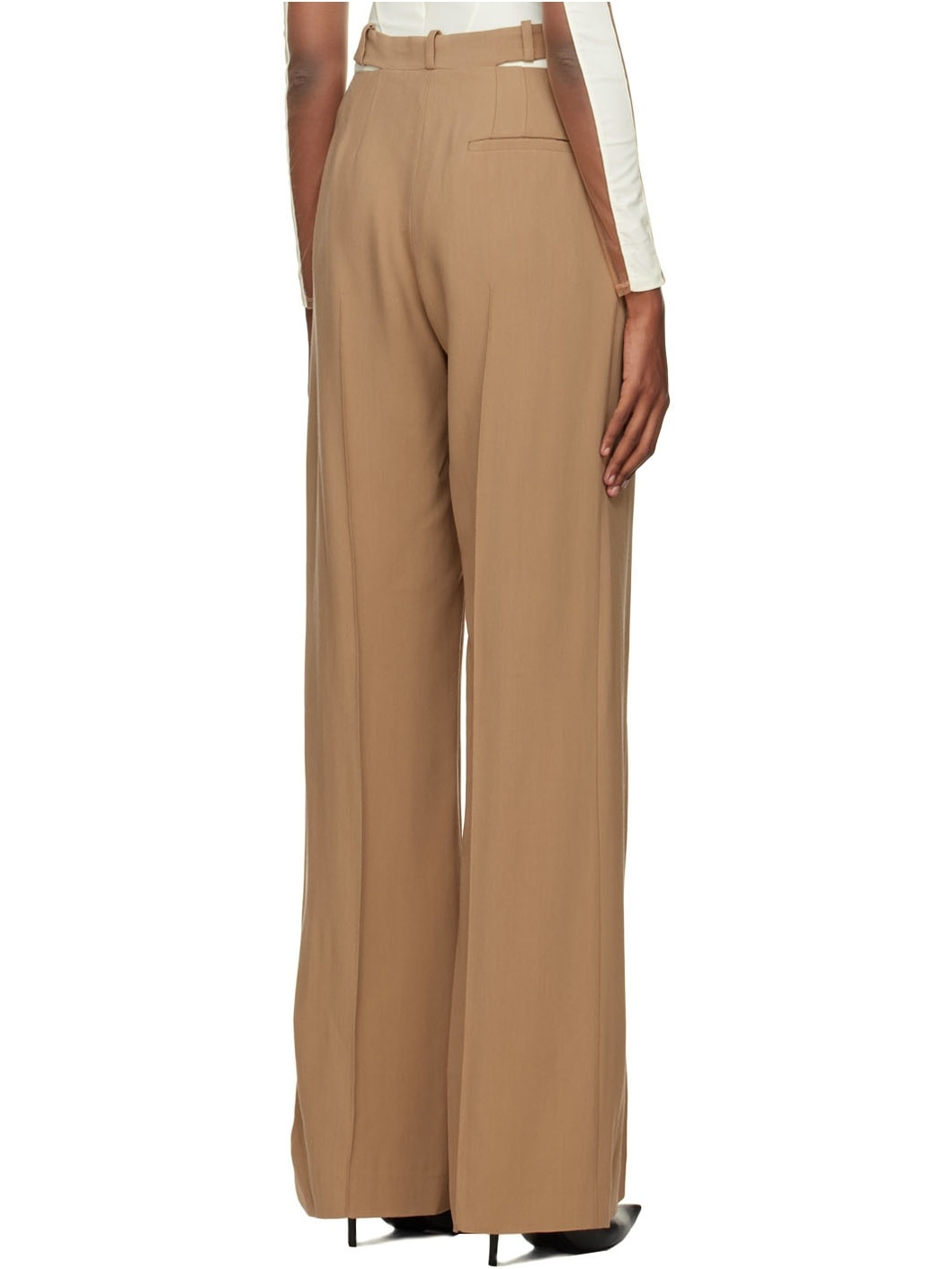 Tan Fluid Trousers - 3