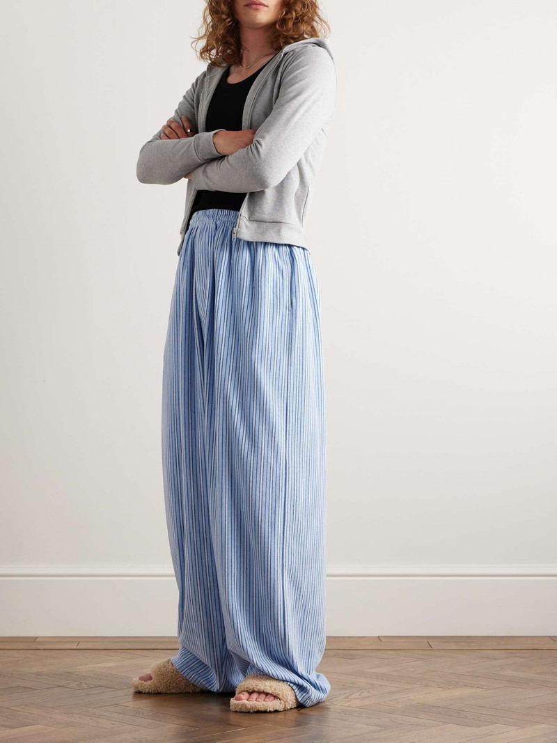 BALENCIAGA Wide-Leg Striped Fleece Drawstring Pyjama Trousers outlook