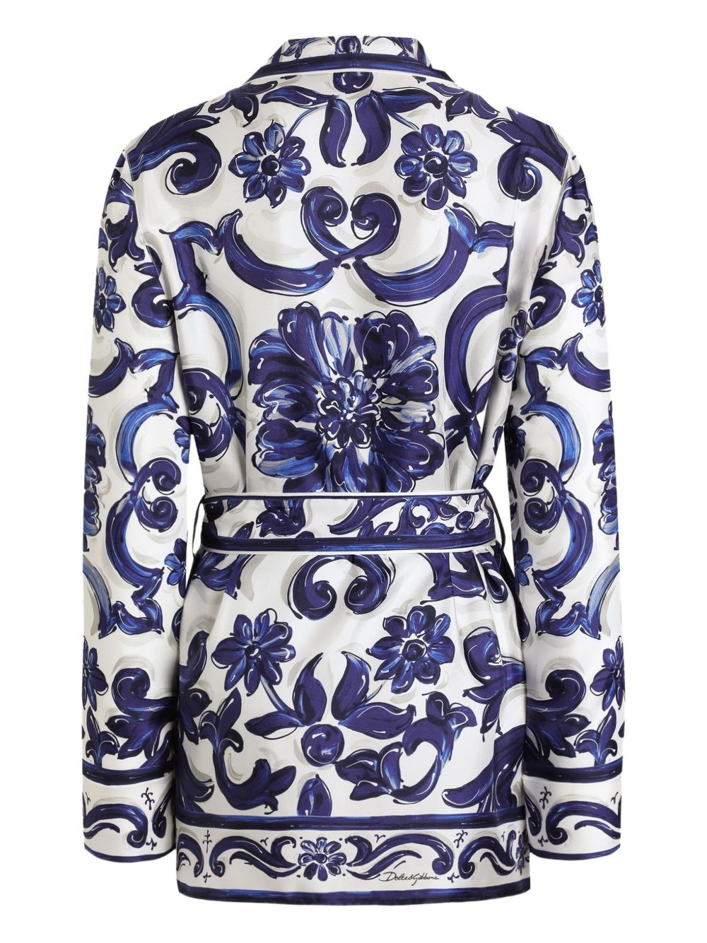 Majolica-print belted top - 2