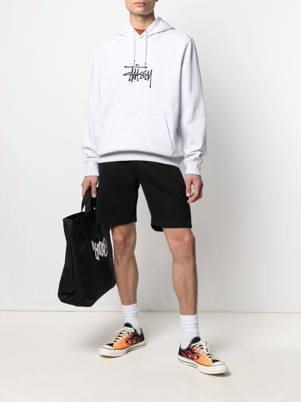 embroidered logo cotton hoodie - 2