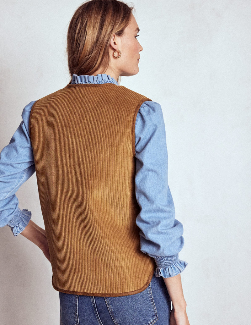 Clerkenwell Reversible Gilet-Hazelnut Brown, Natural 4