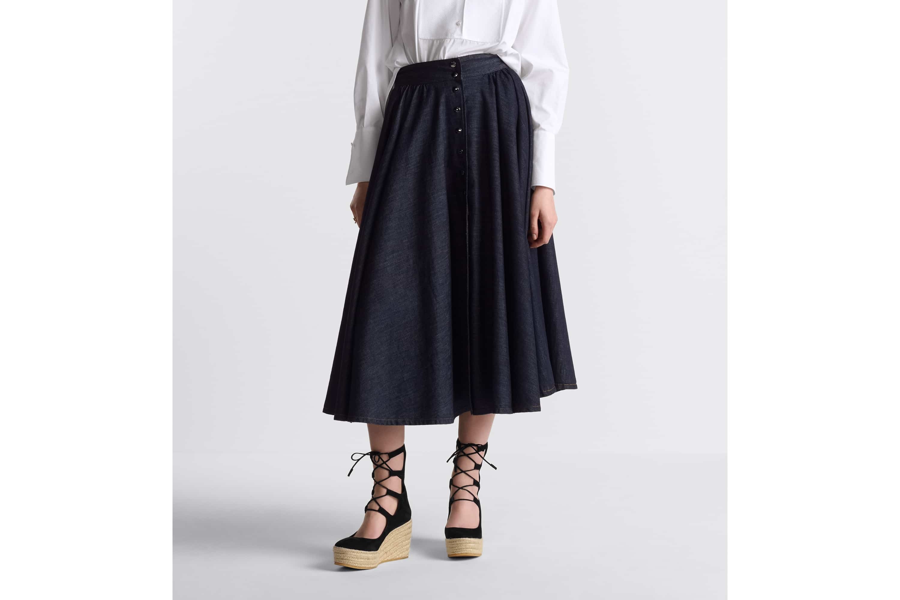 Buttoned Mid-Length Skirt - 4