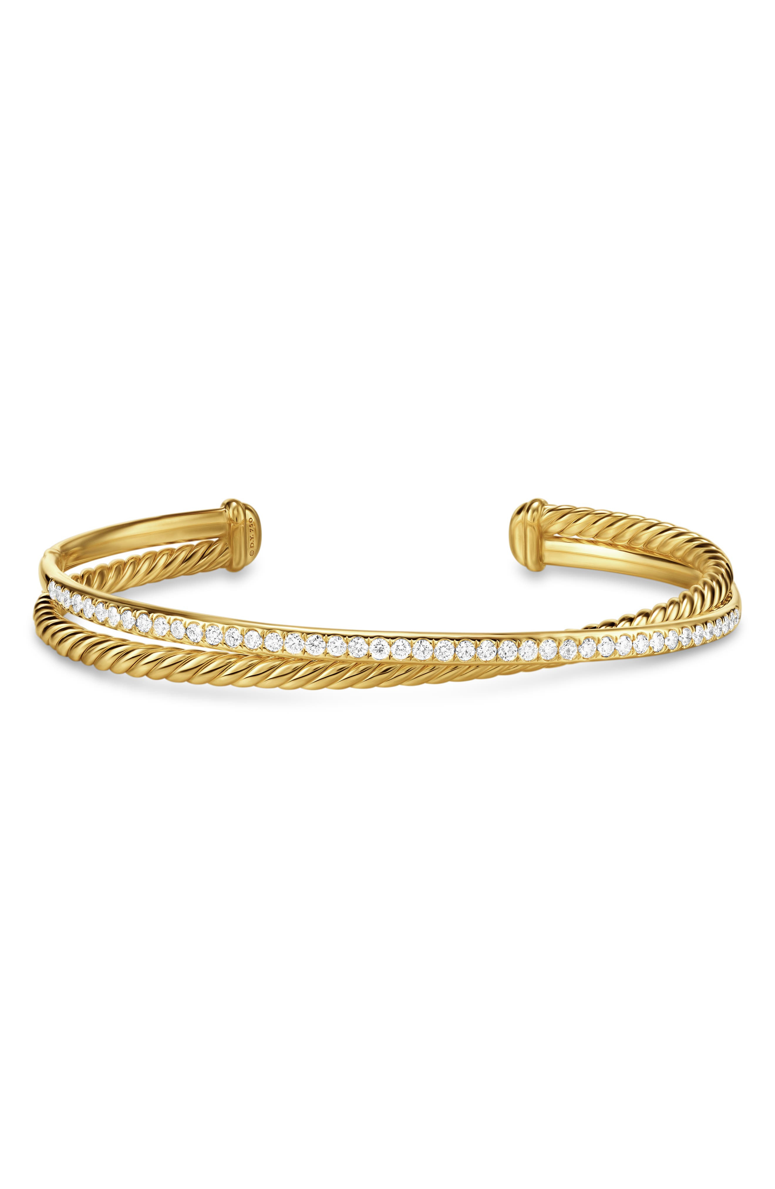David Yurman Crossover Two-Row Bracelet in 18K Yellow Gold with Diamonds, 6mm in 18K Gold at Nordstr - 3