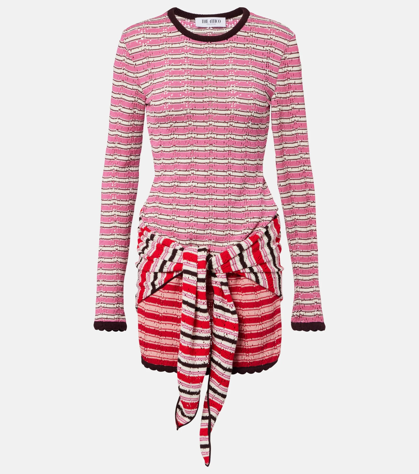 Striped crochet cotton minidress - 1