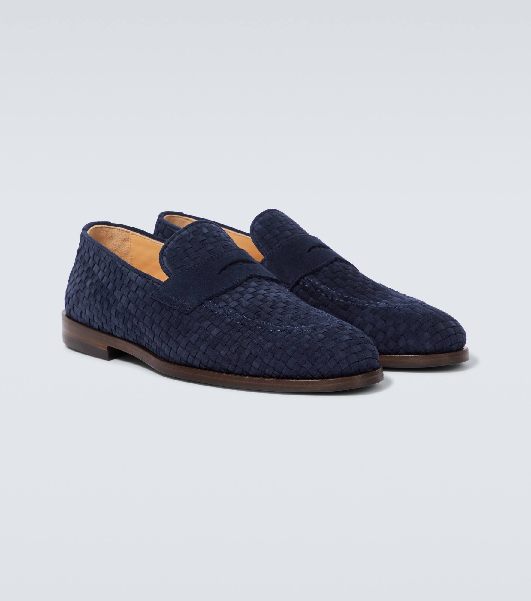 Woven suede penny loafers - 5
