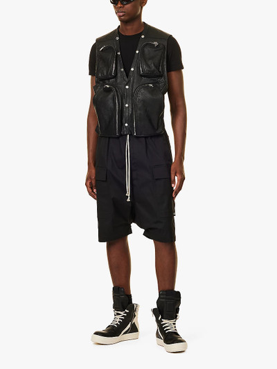 Rick Owens Drawstring-waist regular-fit mid-rise cotton shorts outlook