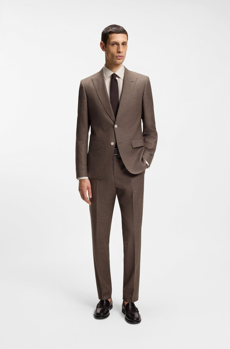 BOSS SLIM-FIT TROUSERS IN VIRGIN WOOL, SILK AND LINEN outlook