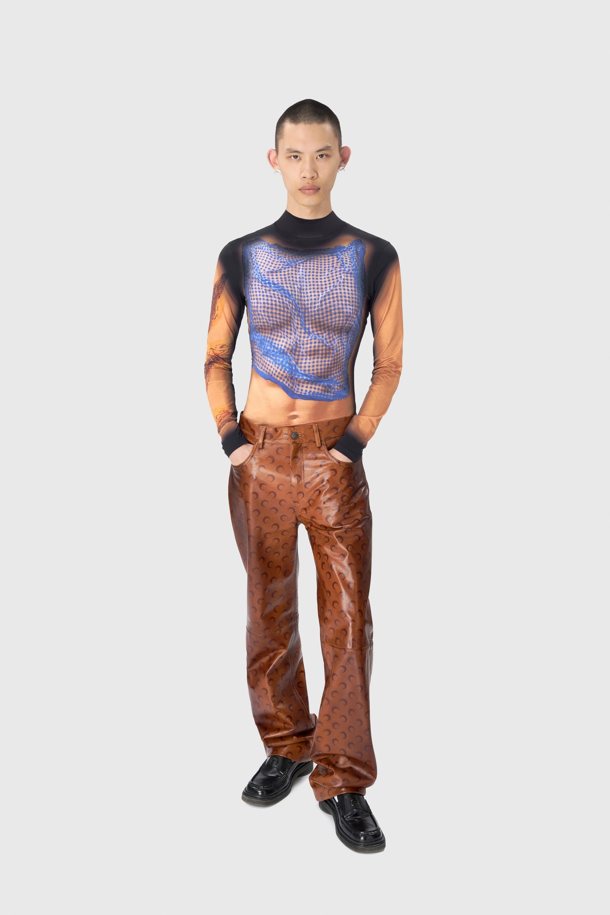 Recycled Draped Statue Jersey Second Skin Highneck Top - 2