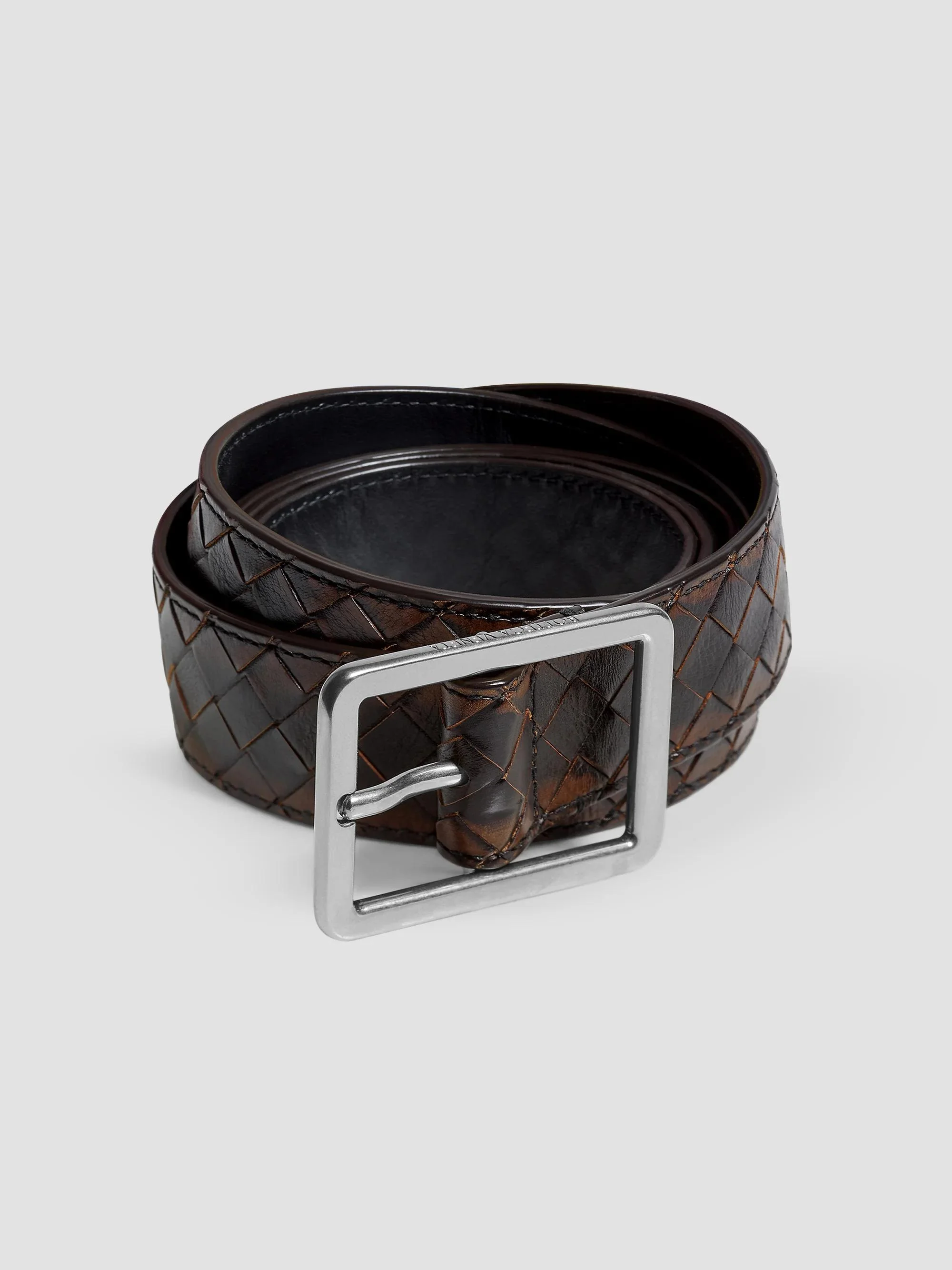 Men's Inrecciato Leather Belt - Black Brown - 1